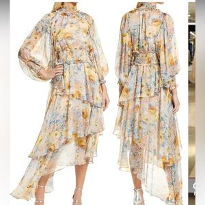 Elliatt Floral High-Low Dress - Yellow and Blue